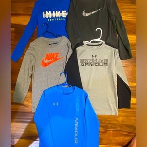 Lot of (5) youth sz small UA and Nike long sleeve shirts- near perfect condition